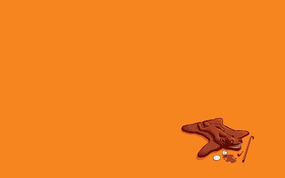 brown bear hide illustration, threadless, simple, minimalism, humor HD wallpaper