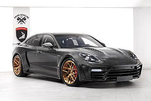 black sedan, Porsche Panamera Stingray GTR edition, TopCar, 2018 HD wallpaper