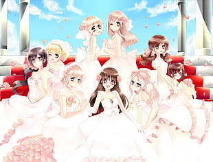 Anime Girl in white dresses