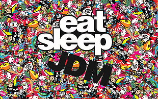 Eat Sleep JDM advertisement, JDM, Sticker Bomb, artwork, digital art