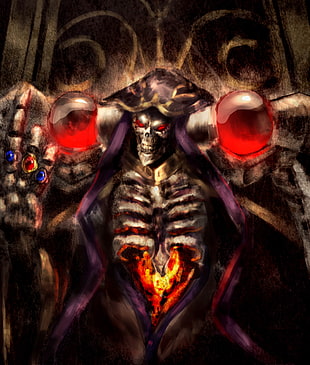 skeleton painting, Overlord (anime), Ainz Ooal Gown HD wallpaper