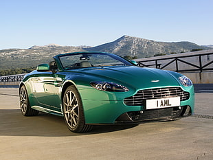 green Aston Martin convertible coupe
