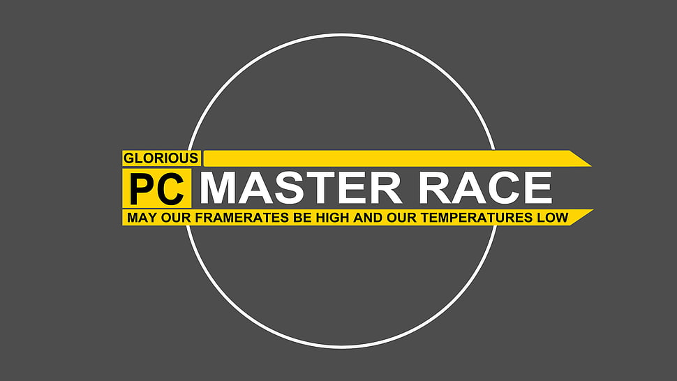 PC Master Race logo, PC gaming, Master Race, text, simple background HD wallpaper