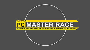 PC Master Race logo, PC gaming, Master Race, text, simple background HD wallpaper