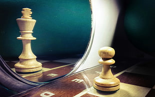 chest board pawn and queen pieces, chess, imagination, mirror, board games HD wallpaper