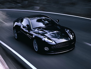 landscape photography of black Aston Martin DB9