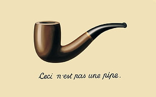 brown tobacco pipe illustration, pipes, René Magritte, painting, surreal HD wallpaper