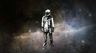 person with astronaut helmet illustration, space, Alex Cherry, astronaut, artwork