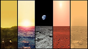 planet surfaces collage, planet, Moon, collage, digital art HD wallpaper