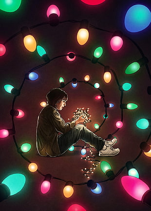 man holding string light art HD wallpaper