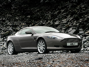 beige Aston Martin DB9 coupe HD wallpaper