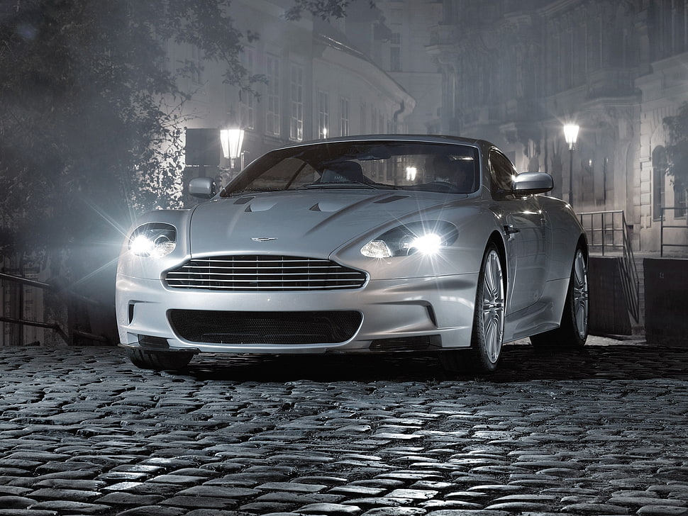 silver Aston Martin DB9 HD wallpaper