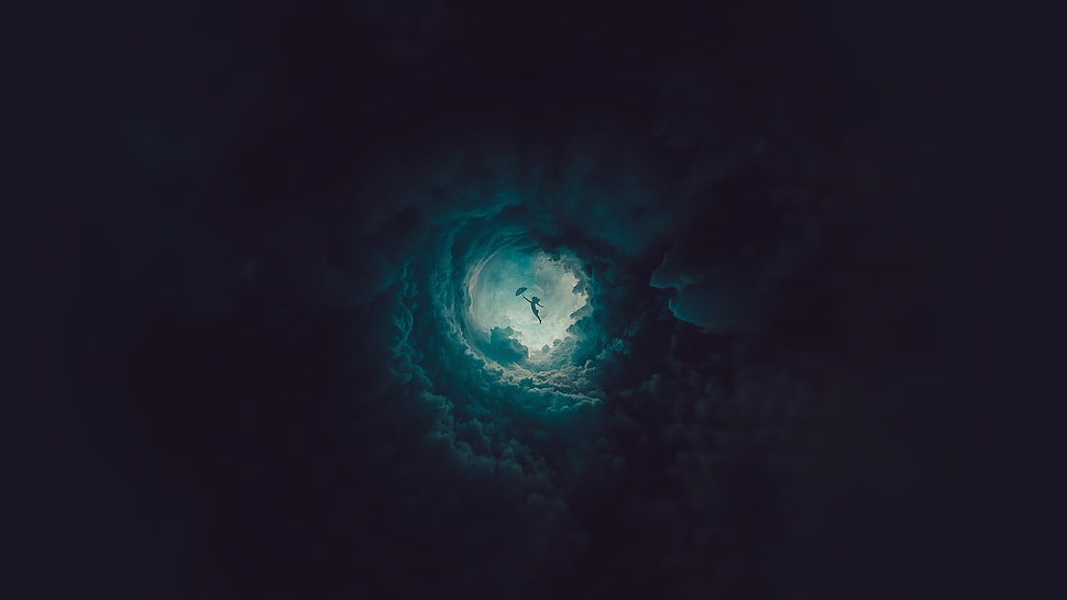 clouds, umbrella, abstract HD wallpaper