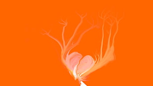 heart, orange background, minimalism, fire HD wallpaper