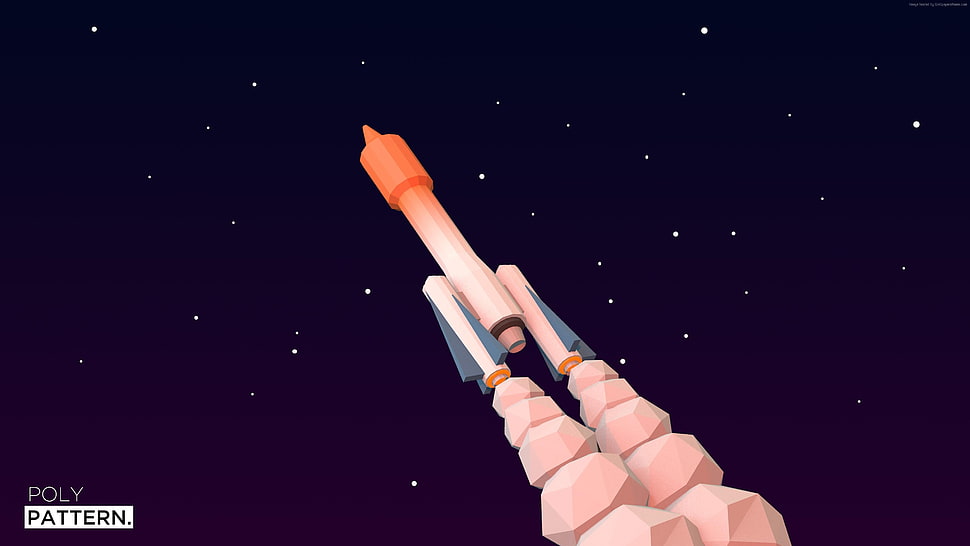 Poly Pattern space ship illustration HD wallpaper