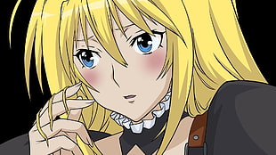 female anime character in black dress and yellow