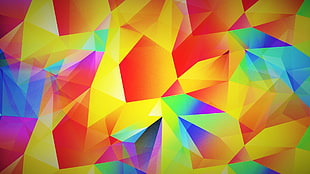 assorted-color crystal wallpaper, abstract, blue, yellow, red