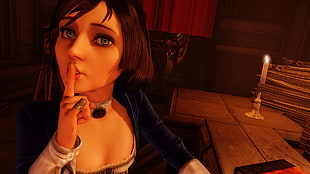 woman in white top 3D animation, BioShock, blue eyes, BioShock Infinite, Elizabeth (BioShock) HD wallpaper