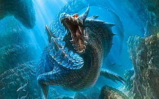 blue sea dragon illustration