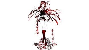 girl anime with red long hair digital wallpaper HD wallpaper