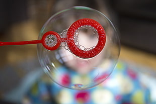selective focus photography of bubble