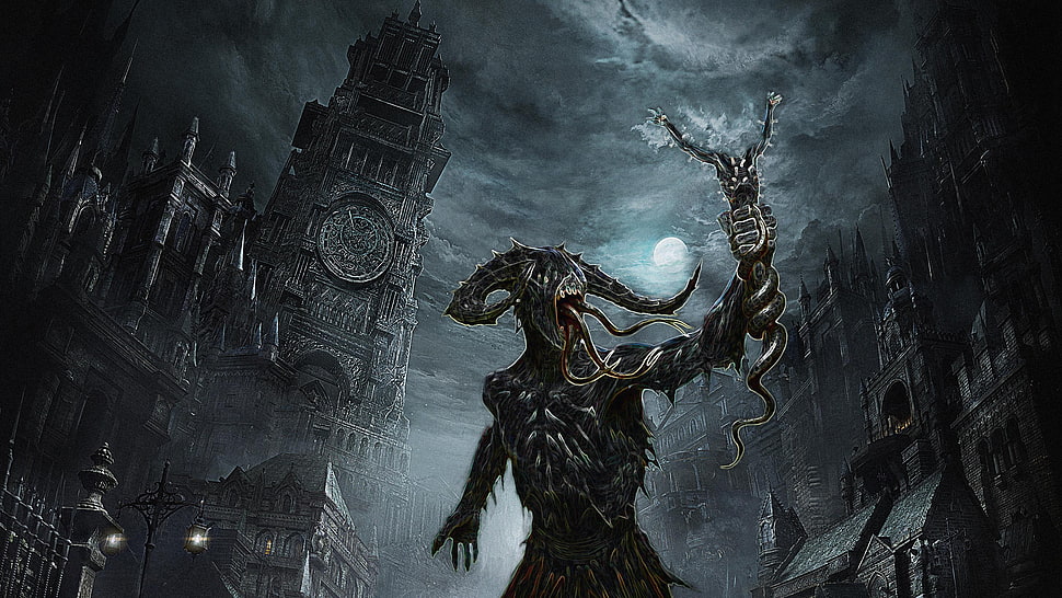 monster illustration, horror, demon, dark, England HD wallpaper
