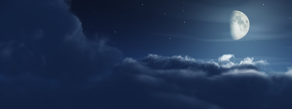 moon and clouds wallpaper, night, Moon, sky, clouds HD wallpaper