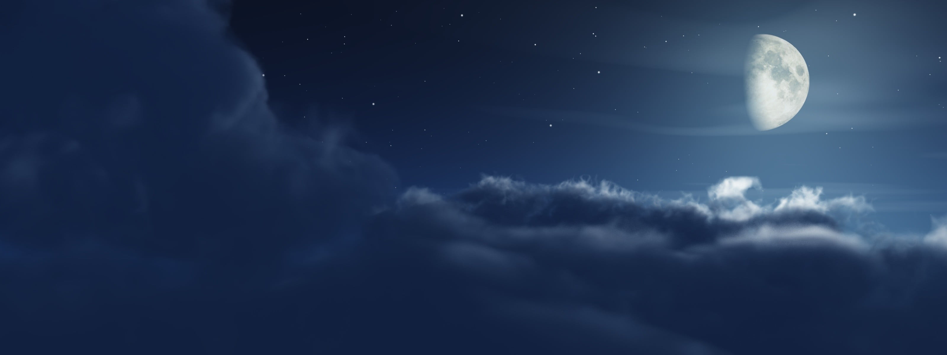 moon and clouds wallpaper, night, Moon, sky, clouds