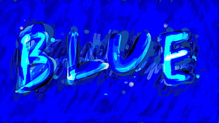 blue text, blue, artwork