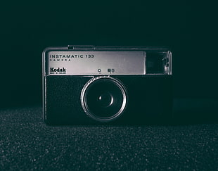 black and gray Kodak Instamatic 133 camera, camera, minimalism, dark, monochrome
