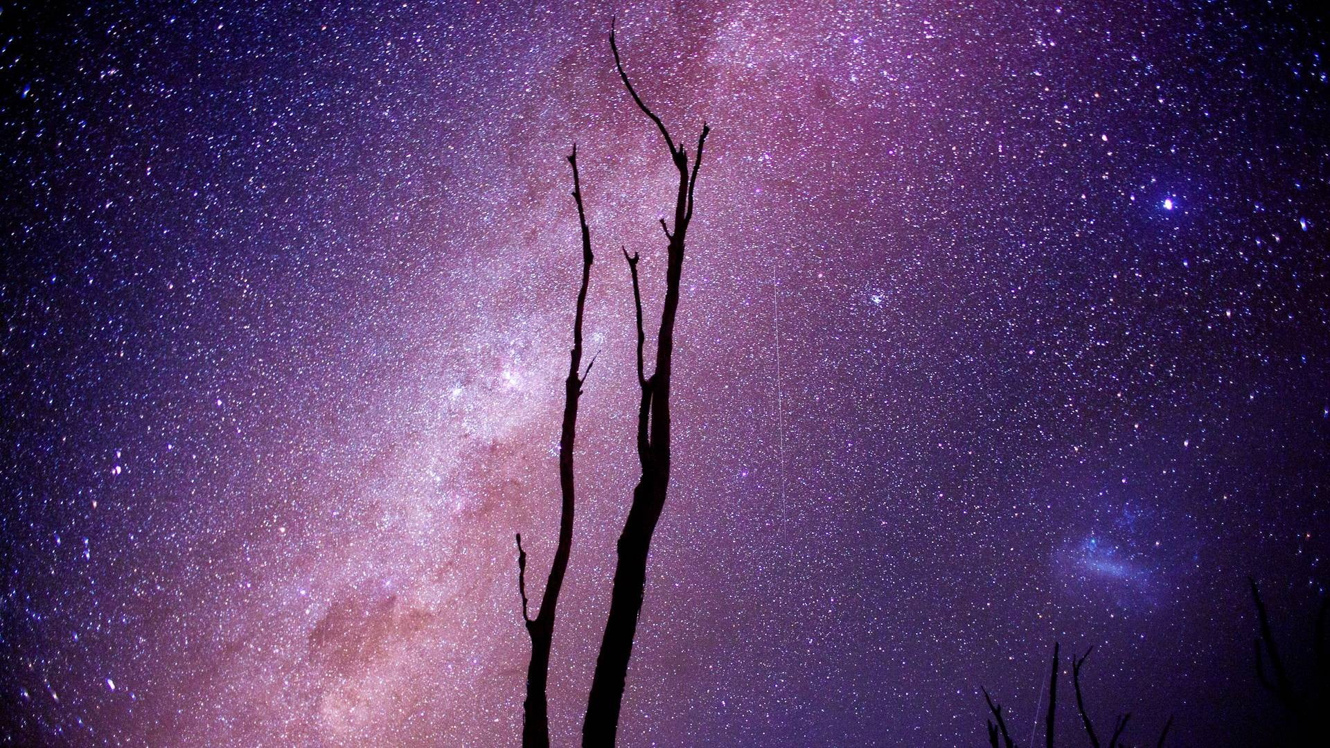 milky way galaxy digital wallpaper, space, stars, silhouette, space art