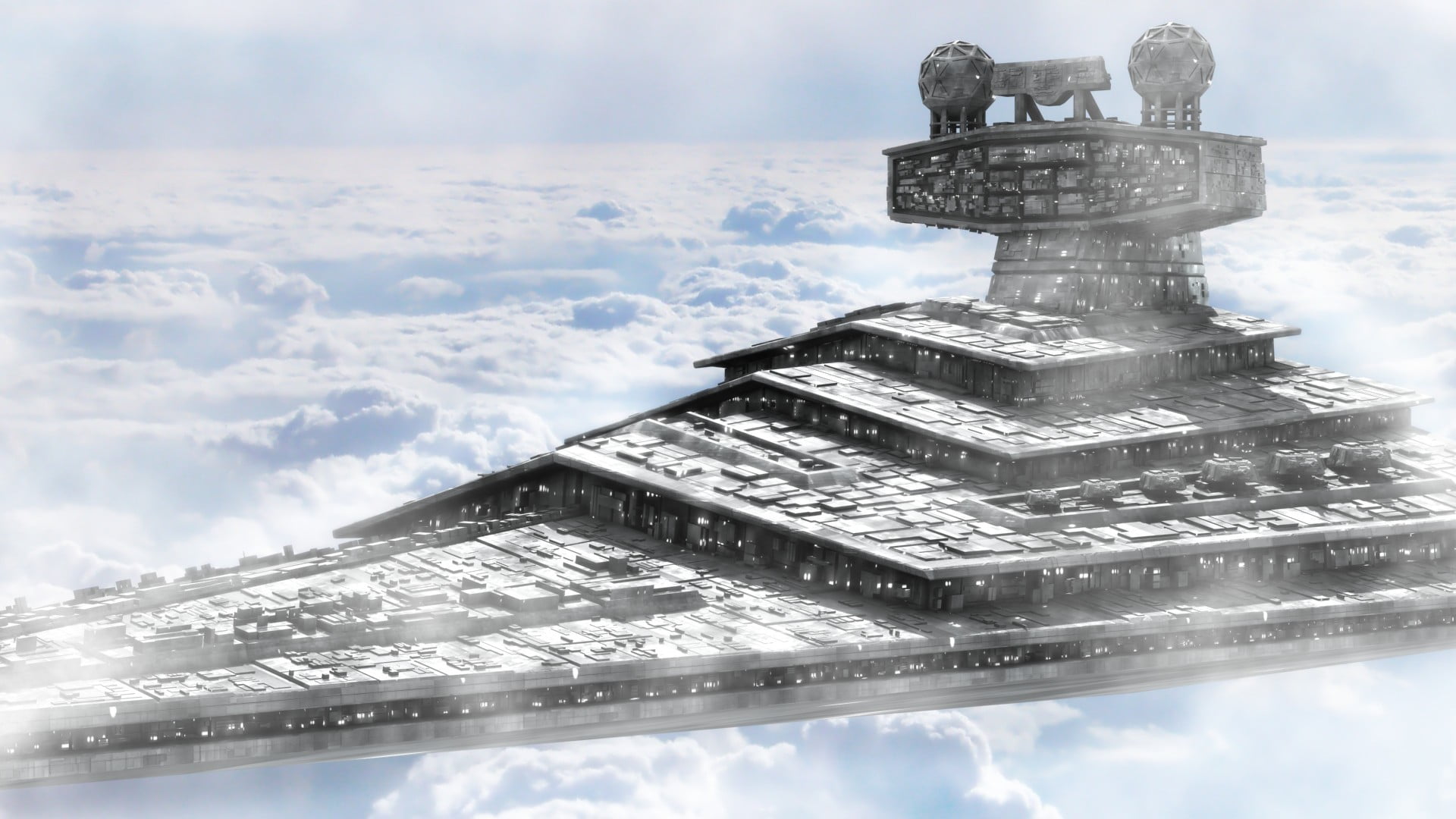 gray space ship illustration, Star Wars, Star Destroyer, render, CGI