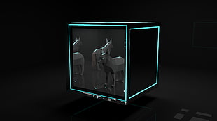 gray wolf 3D cube art, wolf, Blender, 3D, low poly