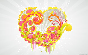 multicolored heart floral digital wallpaper