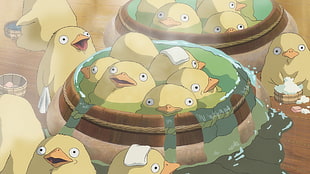 yellow chicks illustration, Studio Ghibli, Spirited Away, anime, movies HD wallpaper