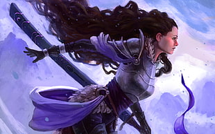 female knight illustration, artwork, fantasy art HD wallpaper