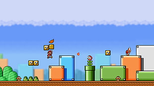 blue and green wooden cabinet, Super Mario, video games, Super Mario Bros. 3 HD wallpaper