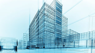 gray high-rise building artwork, architecture, drawing, engineering