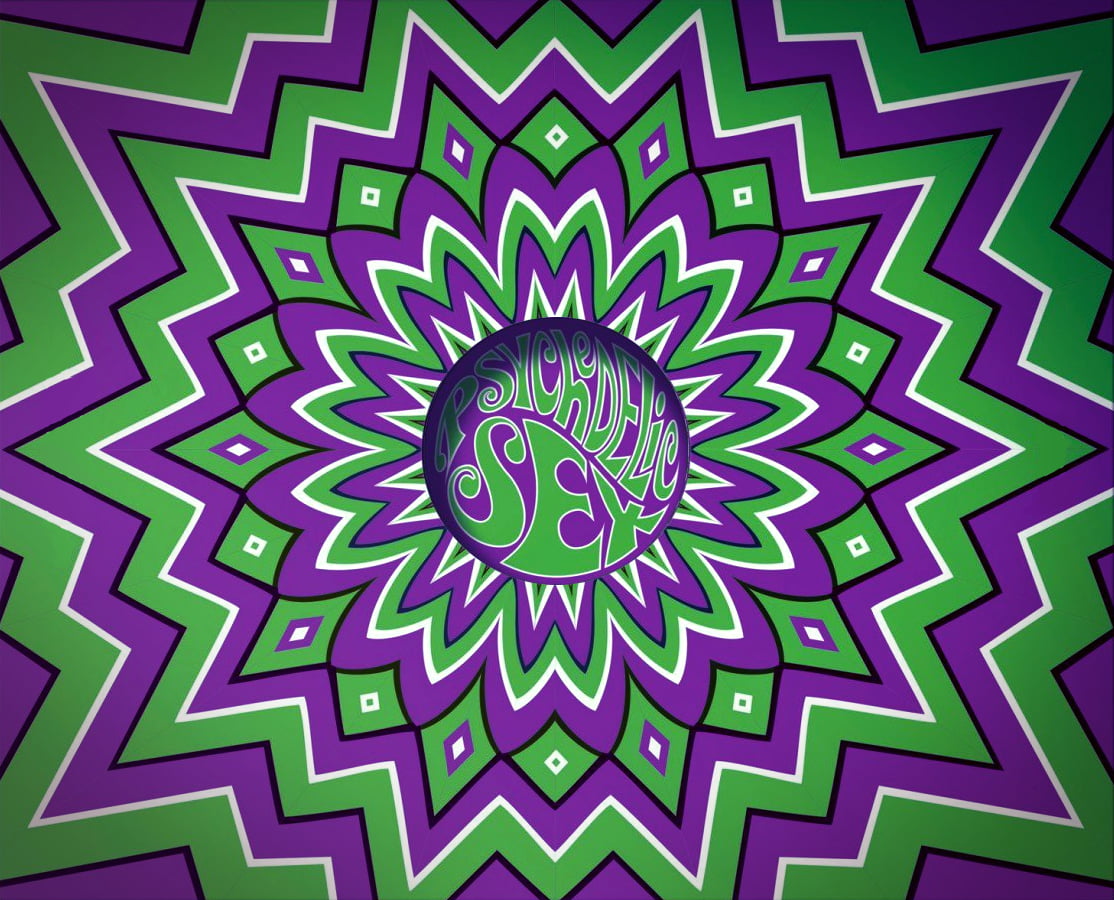 green, purple, and white optical illusion, psychedelic, optical illusion, hippie , 1960s
