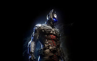 man's gray and red suit with mask, Batman: Arkham Knight, video games