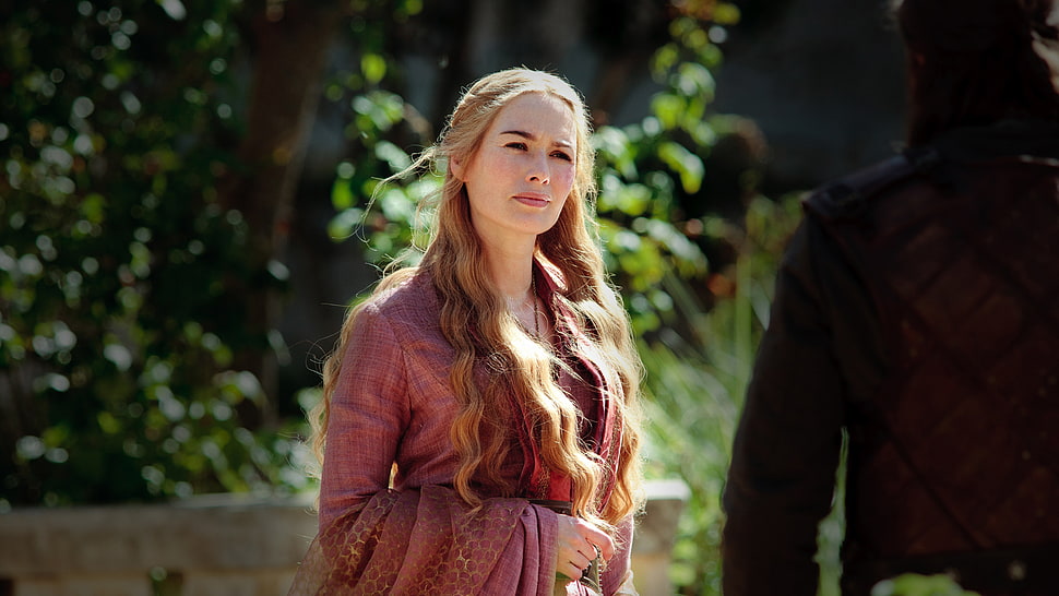 women's maroon long-sleeved dress, Lena Headey, Game of Thrones, Cersei Lannister, TV HD wallpaper
