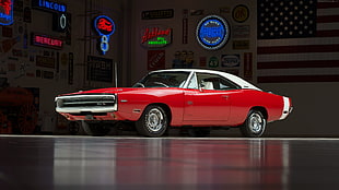 red coupe, car, Dodge Charger, Dodge Charger R/T, muscle cars HD wallpaper