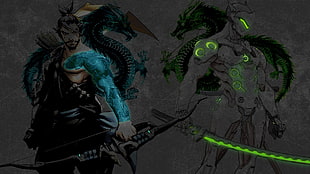 bow and sword wielding characters digital wallpaper HD wallpaper