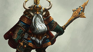 viking warrior character illustration, fantasy art, artwork, warrior, Dwarf warrior HD wallpaper