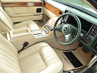 white leather trimmed car interior