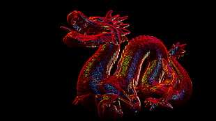 red dragon wallpaper, dragon, 3D, wireframe