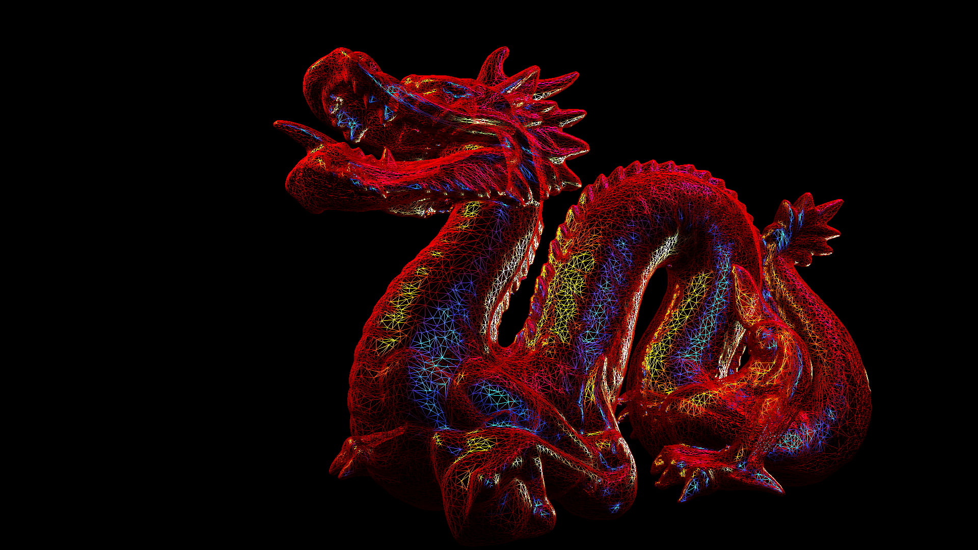 red dragon wallpaper, dragon, 3D, wireframe