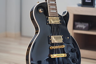 black les paul electric guitar HD wallpaper