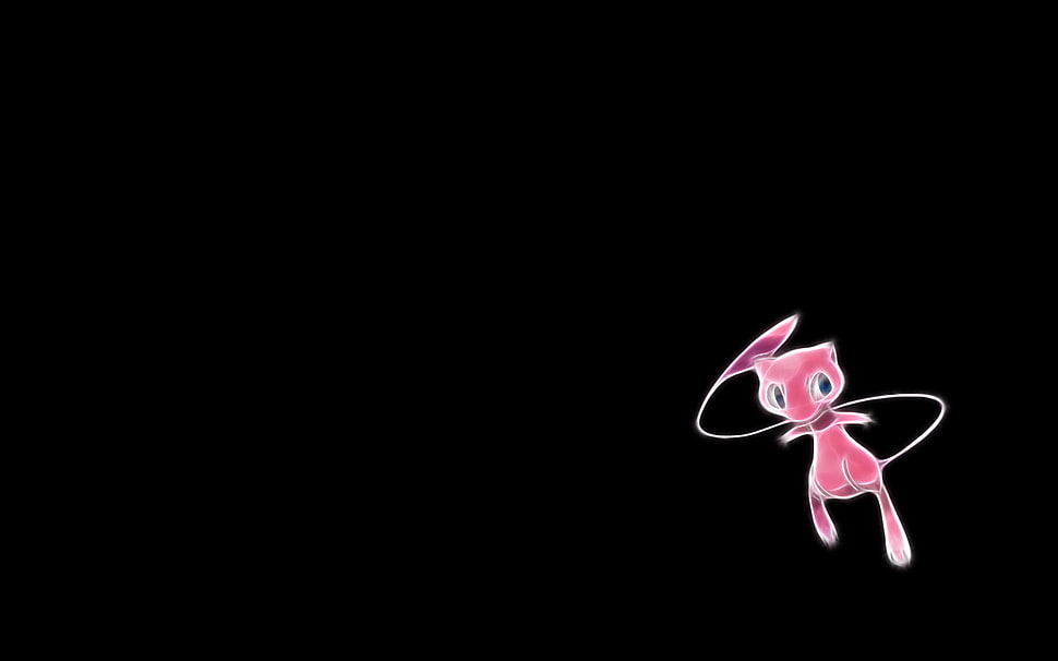 pink animal illustration on black background, Pokémon, Mew, Fractalius, video games HD wallpaper