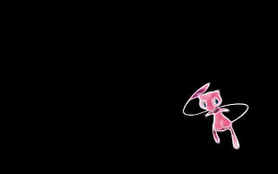 pink animal illustration on black background, Pokémon, Mew, Fractalius, video games